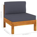 NNEVL 10 Piece Garden Lounge Set with Dark Grey Cushions Acacia Wood