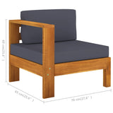 NNEVL 10 Piece Garden Lounge Set with Dark Grey Cushions Acacia Wood