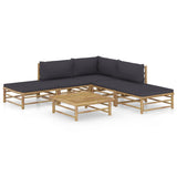 NNEVL 6 Piece Garden Lounge Set with Dark Grey Cushions Bamboo