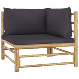 NNEVL 6 Piece Garden Lounge Set with Dark Grey Cushions Bamboo