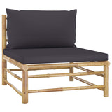 NNEVL 6 Piece Garden Lounge Set with Dark Grey Cushions Bamboo