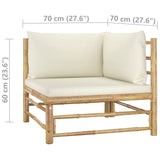 NNEVL 6 Piece Garden Lounge Set with Cream White Cushions Bamboo