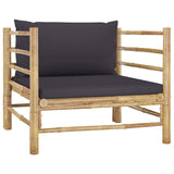 NNEVL 8 Piece Garden Lounge Set with Dark Grey Cushions Bamboo