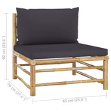 NNEVL 8 Piece Garden Lounge Set with Dark Grey Cushions Bamboo