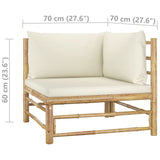 NNEVL 5 Piece Garden Lounge Set with Cream White Cushions Bamboo