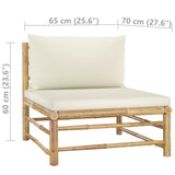 NNEVL 5 Piece Garden Lounge Set with Cream White Cushions Bamboo
