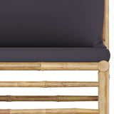 NNEVL 5 Piece Garden Lounge Set with Dark Grey Cushions Bamboo
