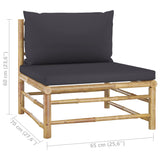 NNEVL 5 Piece Garden Lounge Set with Dark Grey Cushions Bamboo