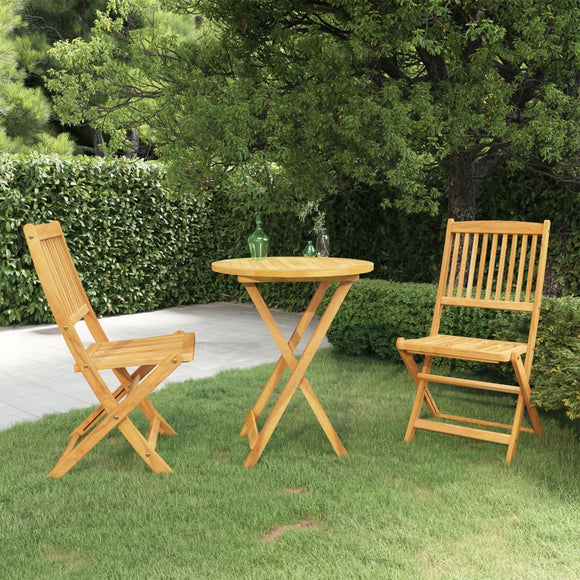 NNEVL 3 Piece Folding Garden Dining Set Solid Acacia Wood