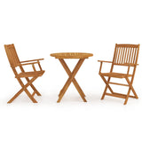 NNEVL 3 Piece Folding Garden Dining Set Solid Acacia Wood