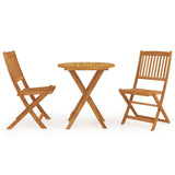 NNEVL 3 Piece Folding Garden Dining Set Solid Acacia Wood