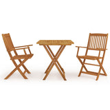 NNEVL 3 Piece Folding Garden Dining Set Solid Acacia Wood