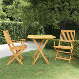 NNEVL 3 Piece Folding Garden Dining Set Solid Acacia Wood