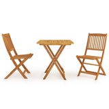 NNEVL 3 Piece Folding Garden Dining Set Solid Acacia Wood