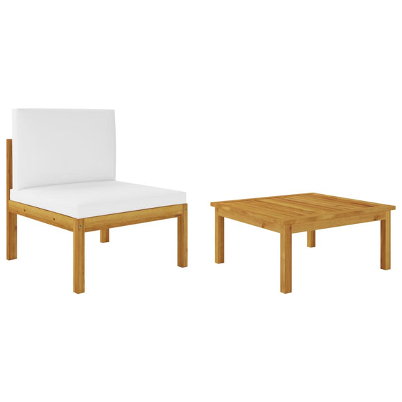 NNEVL 2 Piece Garden Lounge Set with Cushions Solid Acacia Wood