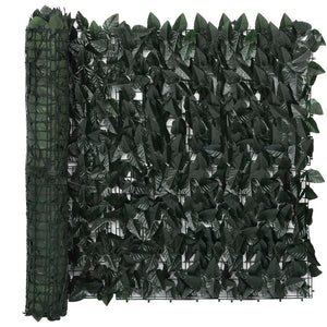 NNEVL Balcony Screen with Dark Green Leaves 400x100 cm