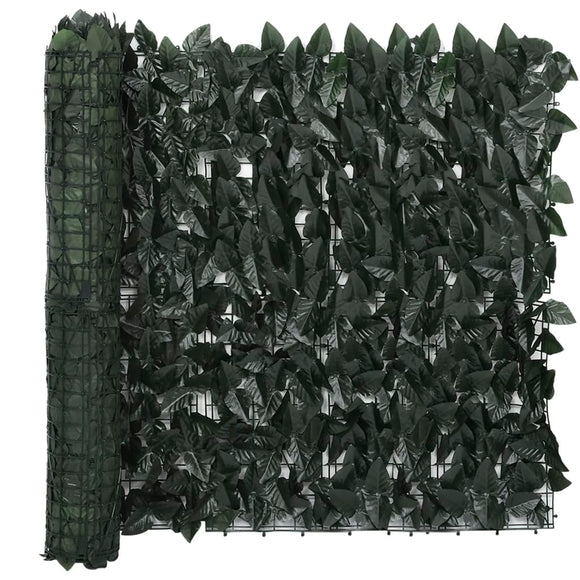 NNEVL Balcony Screen with Dark Green Leaves 400x100 cm