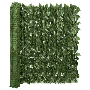 NNEVL Balcony Screen with Dark Green Leaves 500x100 cm