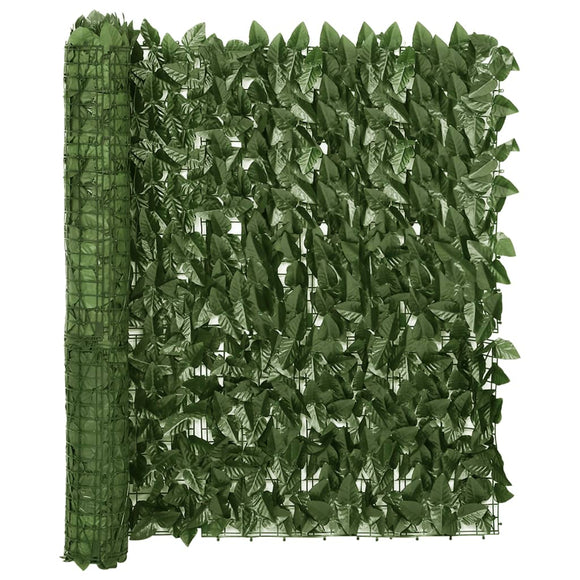 NNEVL Balcony Screen with Dark Green Leaves 500x100 cm