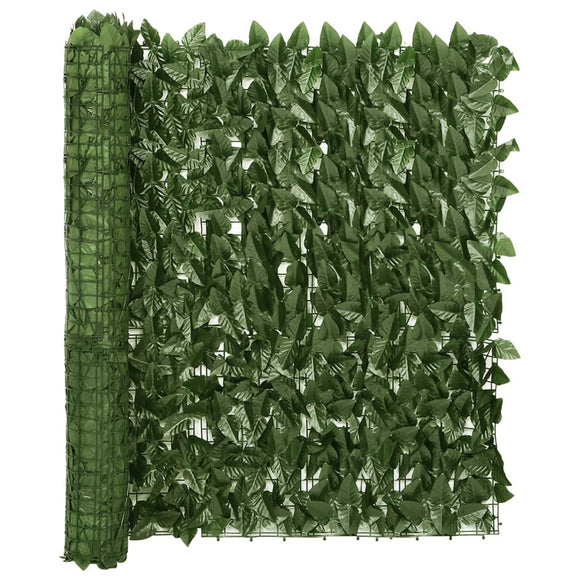 NNEVL Balcony Screen with Dark Green Leaves 600x100 cm