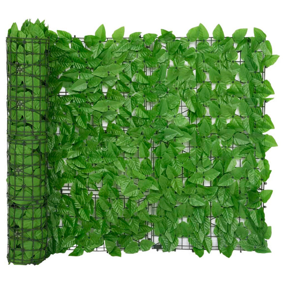 NNEVL Balcony Screen with Green Leaves 300x100 cm
