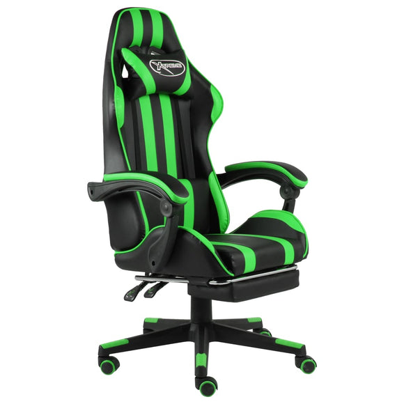 NNEVL Racing Chair with Footrest Black and Green Faux Leather