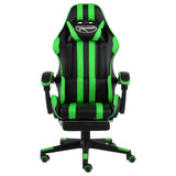NNEVL Racing Chair with Footrest Black and Green Faux Leather