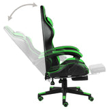 NNEVL Racing Chair with Footrest Black and Green Faux Leather