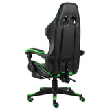 NNEVL Racing Chair with Footrest Black and Green Faux Leather
