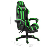 NNEVL Racing Chair with Footrest Black and Green Faux Leather