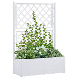 NNEVL Garden Raised Bed with Trellis and Self Watering System White