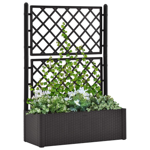 NNEVL Garden Raised Bed with Trellis and Self Watering System Anthracite