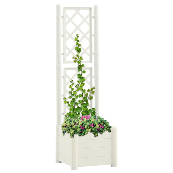 NNEVL Garden Planter with Trellis 43x43x142 cm PP White