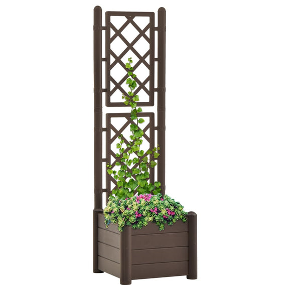 NNEVL Garden Planter with Trellis 43x43x142 cm PP Mocha