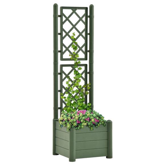 NNEVL Garden Planter with Trellis 43x43x142 cm PP Green