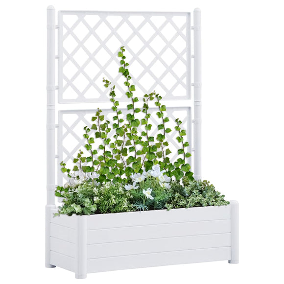 NNEVL Garden Planter with Trellis 100x43x142 cm PP White