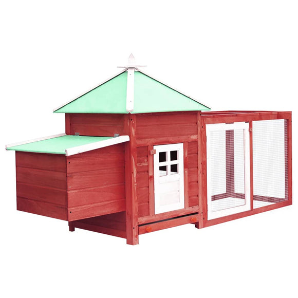 NNEVL Chicken Coop with Nest Box Red 190x72x102 cm Solid Firwood