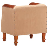 NNEVL Tub Chair Brown Real Leather and Solid Mango Wood