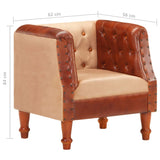NNEVL Tub Chair Brown Real Leather and Solid Mango Wood
