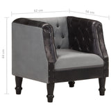 NNEVL Tub Chair Black Real Leather and Solid Mango Wood