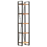 NNEVL 5-Tier Bookcase 40x30x180 cm Solid Acacia Wood