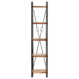 NNEVL 5-Tier Bookcase 40x30x180 cm Solid Acacia Wood