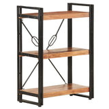 NNEVL 3-Tier Bookcase 60x30x80 cm Solid Acacia Wood