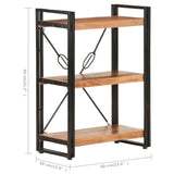 NNEVL 3-Tier Bookcase 60x30x80 cm Solid Acacia Wood