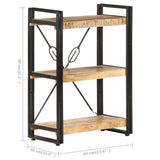 NNEVL 3-Tier Bookcase 60x30x80 cm Solid Mango Wood
