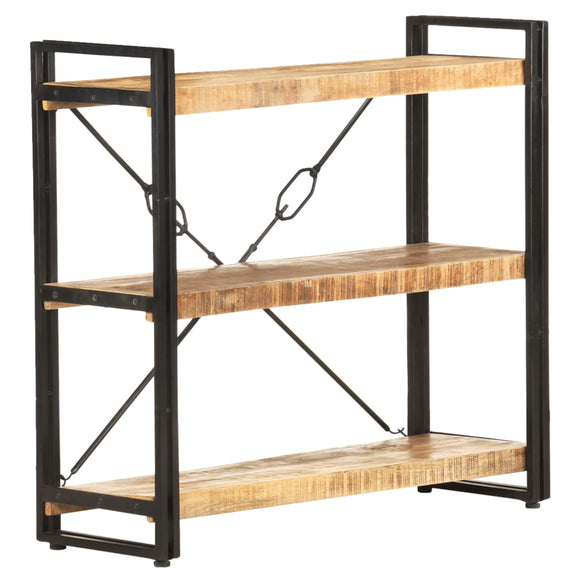 NNEVL 3-Tier Bookcase 90x30x80 cm Solid Mango Wood
