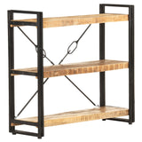 NNEVL 3-Tier Bookcase 90x30x80 cm Solid Mango Wood