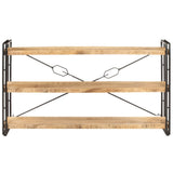 NNEVL 3-Tier Bookcase 140x30x80 cm Solid Mango Wood