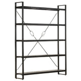 NNEVL 5-Tier Bookcase Black 140x30x180 cm Solid Mango Wood