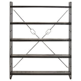 NNEVL 5-Tier Bookcase Black 140x30x180 cm Solid Mango Wood
